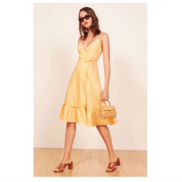 Reformation Yellow Midi Dress - Picture 1 of 7